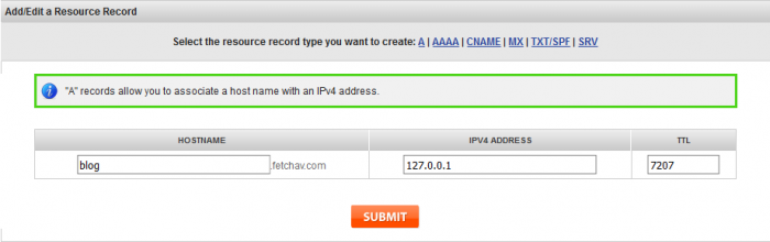 subdomain to ip address